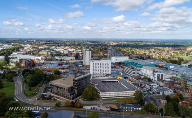 Aerial drone shot of central Bracknell inc the Lexicon centre