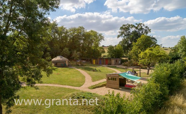 Drone photo of Campden Yurts glamping site